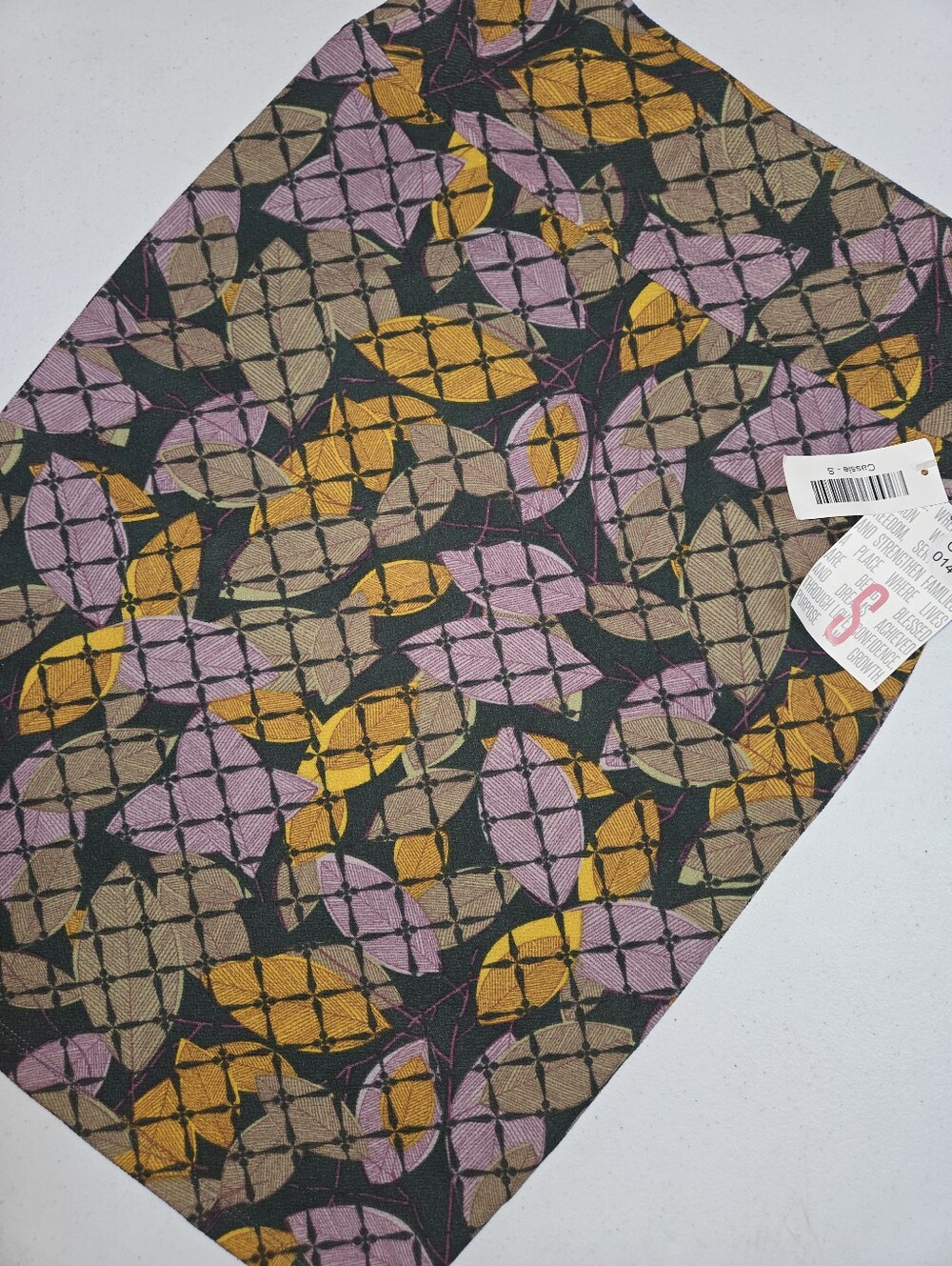 NWT LuLaRoe Cassie Pencil Skirt Green Purple Yellow Retro Leaf Geometric Small
